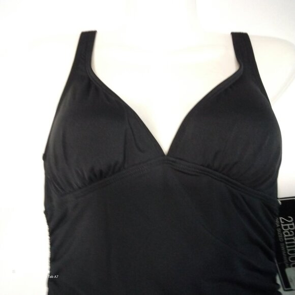 Modest Black 1 Pc. Jantzen Swim Dress Sweetheart Halter Tie Ruched Sz. 10 NWT - Picture 2 of 7